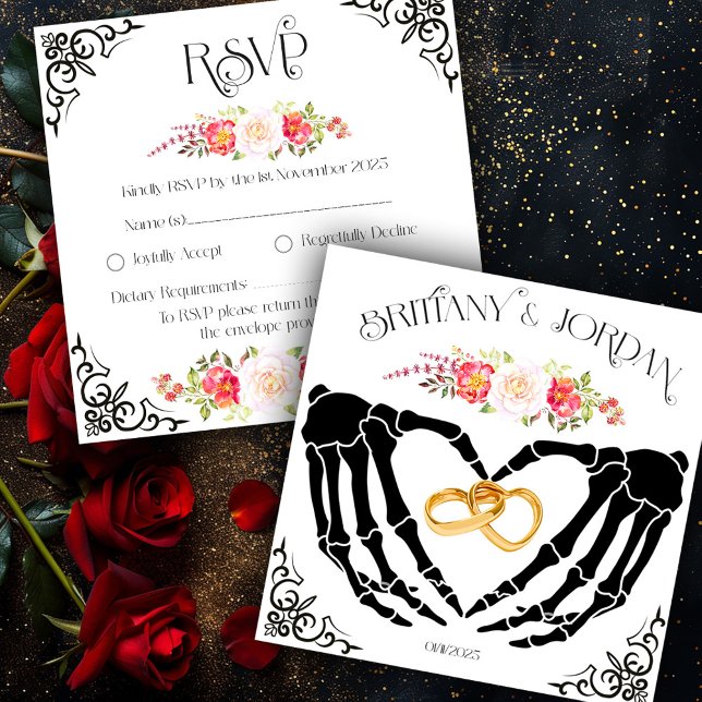 Carte de réponse Light Gothic Skeleton Hands RSVP (Créateur téléchargé)