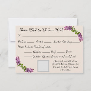 Carte de réponse Lilac et Cream