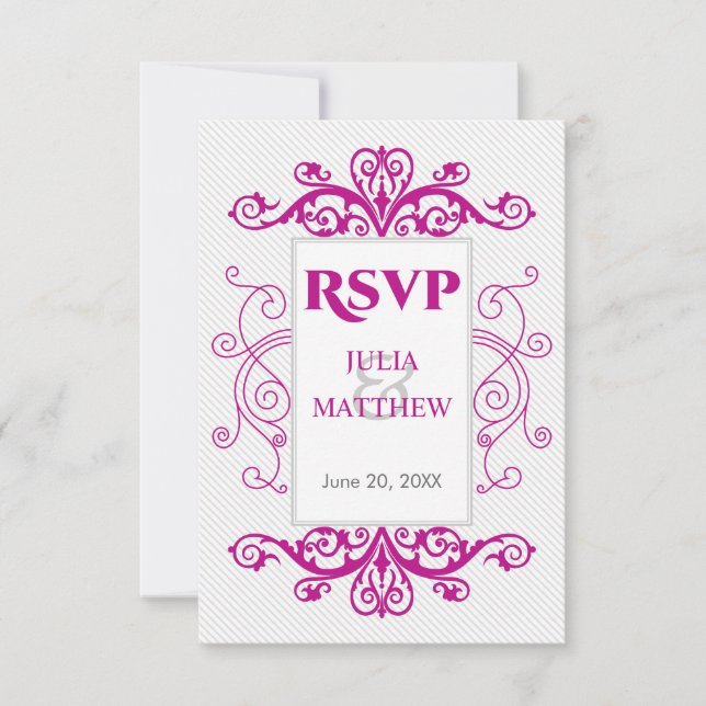 Carte de réponse Magenta Vintage Swirls (Devant)