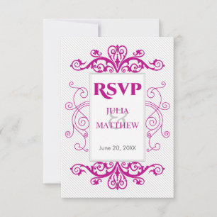 Carte de réponse Magenta Vintage Swirls