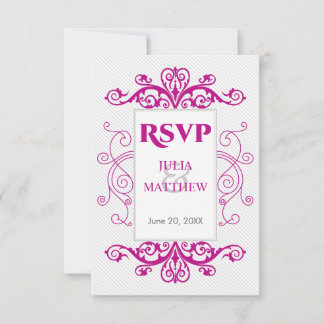 Carte de réponse Magenta Vintage Swirls