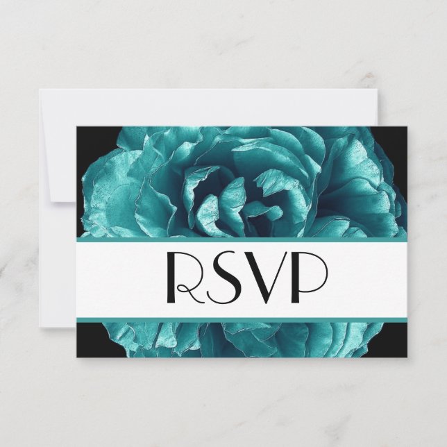Carte de réponse Mariage Aqua Rose RSVP Petit (Devant)