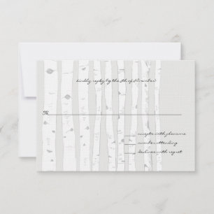 Carte de réponse Mariage Argent Cloud Birch Tree