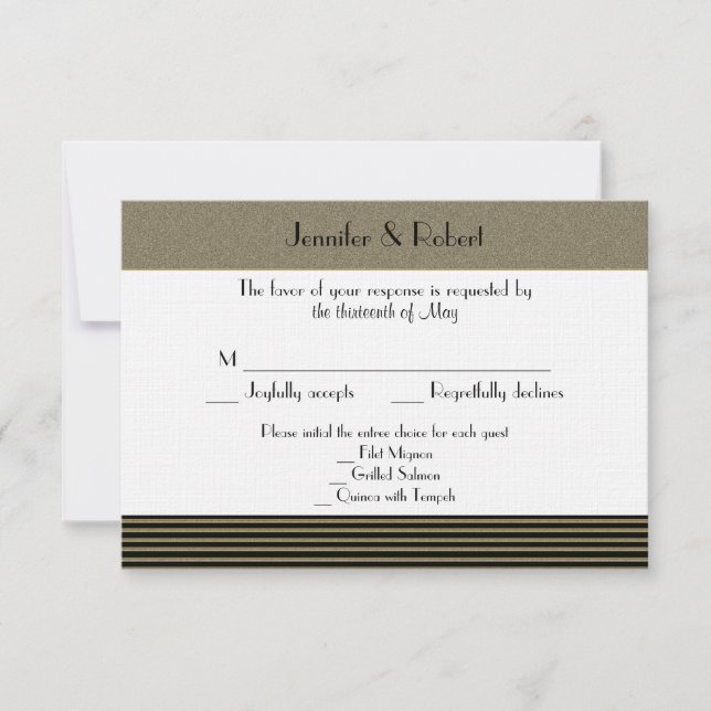 Carte de réponse Mariage Art Déco Posh (Devant)