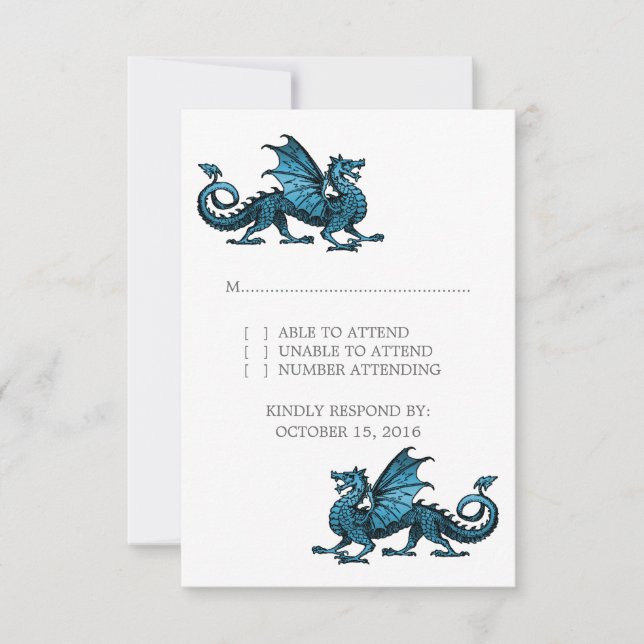 Carte de réponse Mariage Blue Dragon (Devant)