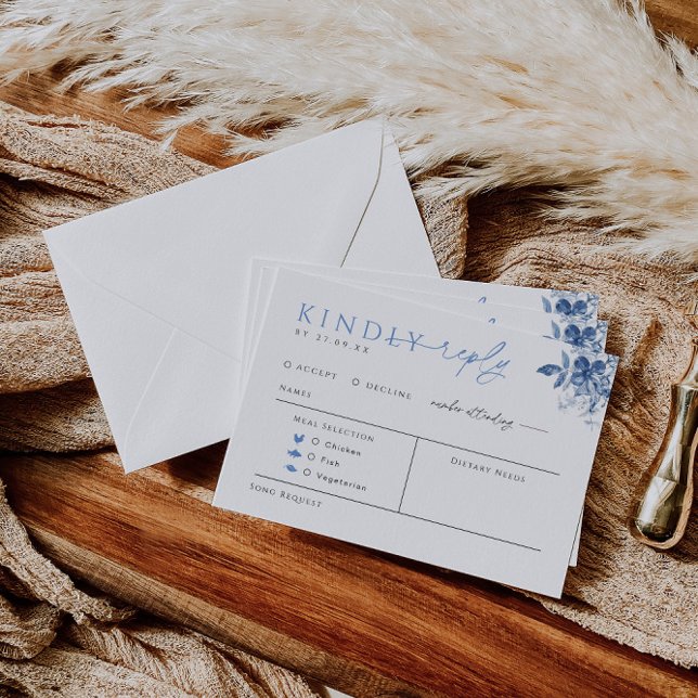 Carte de réponse Mariage Blue Toile avec choix de  (Créateur téléchargé)