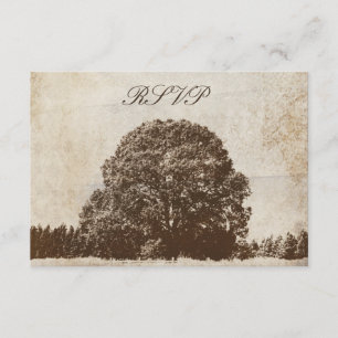 Carte de réponse Mariage Brown vintage en chêne