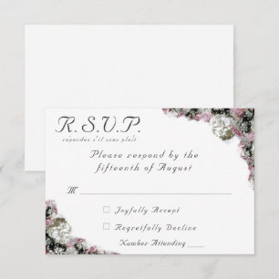 Carte de réponse Mariage catholique rose et blanc