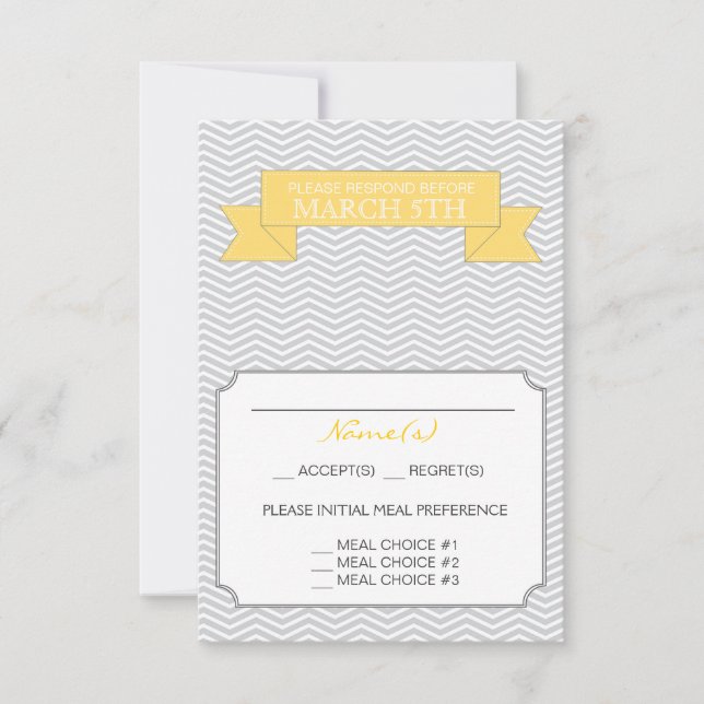 Carte de réponse Mariage Chevron moderne jaune (Devant)