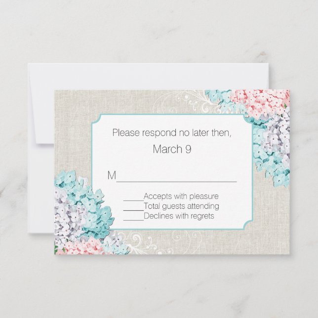 Carte de réponse Mariage Chic Pastel Hydrangeas (Devant)