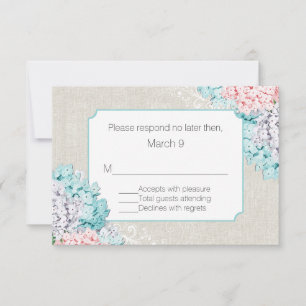 Carte de réponse Mariage Chic Pastel Hydrangeas