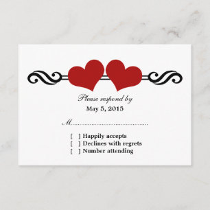 Carte de réponse Mariage Coeurs Élégants, Rouge