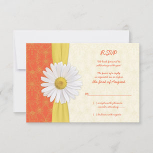 Carte de réponse Mariage Daisy Orange, Jaune, Ivoi