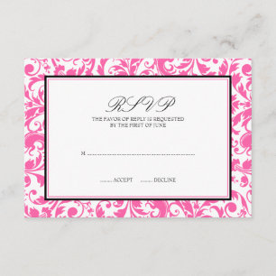 Carte de réponse Mariage damassé à balayage rose e