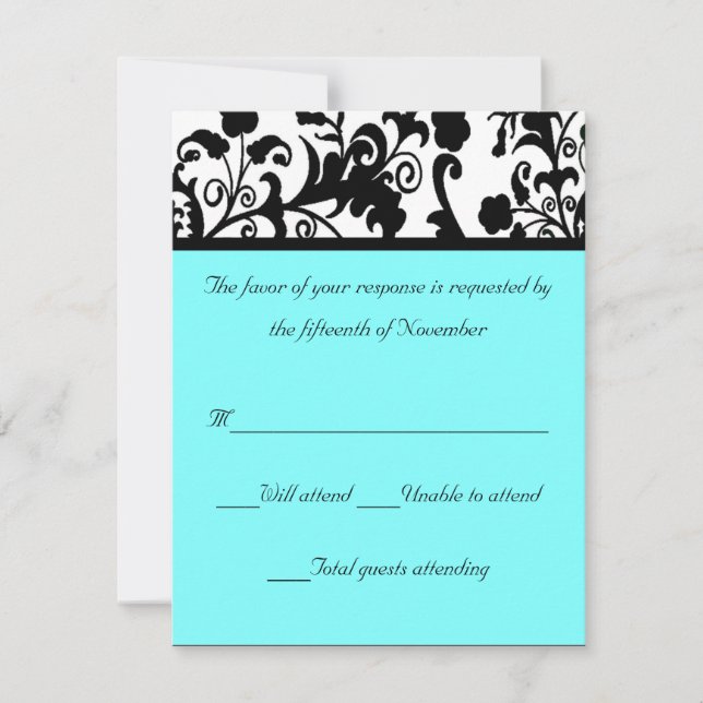 Carte de réponse Mariage damassé élégante (Devant)