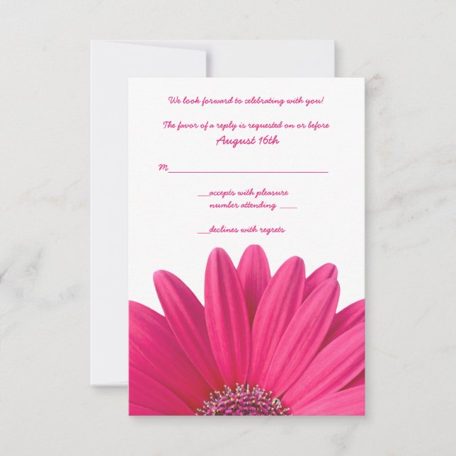 Carte de réponse Mariage de Gerbera rose (Devant)