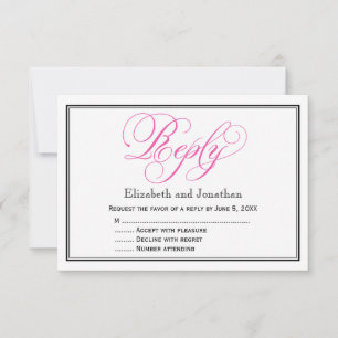 Carte de réponse Mariage de script de calligraphie