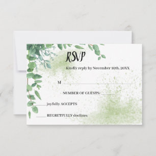 Carte de réponse Mariage Eucalyptus Greenery RSVP