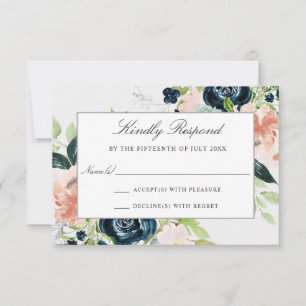 Carte de réponse Mariage floral à l'aquarelle chau