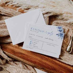 Carte de réponse Mariage Floral bleu avec choix de