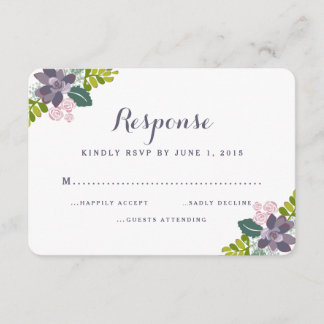 Carte de réponse Mariage florale Succulente Bouque