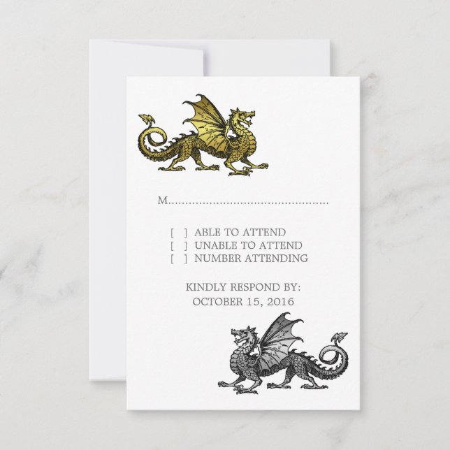 Carte de réponse Mariage Gold Silver Dragon (Devant)