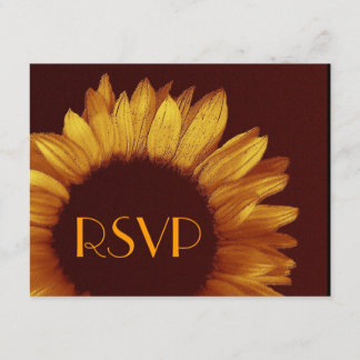 Carte de réponse Mariage Gold Sunflower RSVP