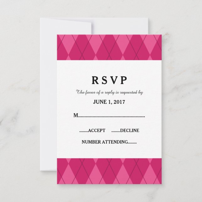 Carte de réponse Mariage Jacquard rose (Devant)