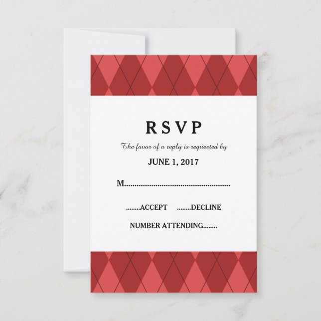 Carte de réponse Mariage Jacquard rouge (Devant)