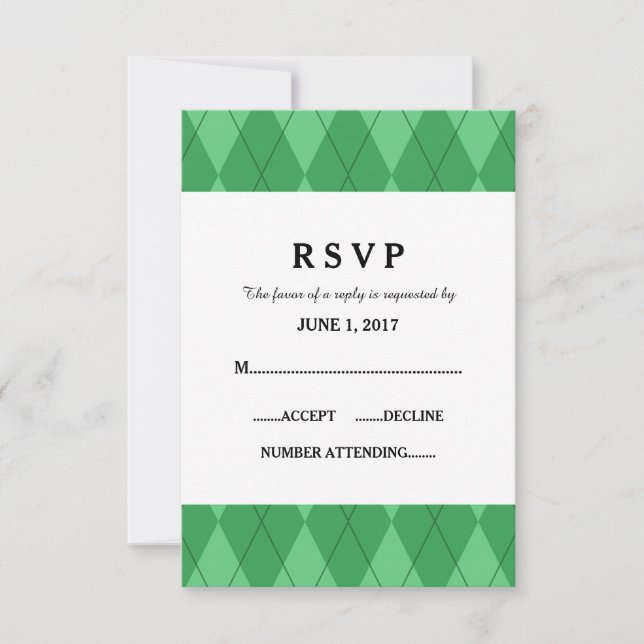 Carte de réponse Mariage Jacquard vert (Devant)