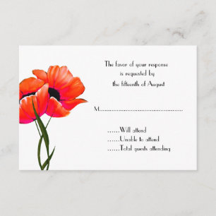 Carte de réponse Mariage Orange Poppies