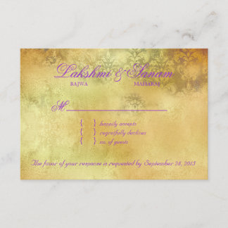 Carte de réponse Mariage Peacock RSVP Crème pourpr