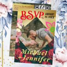 Carte de réponse Mariage photo florale personnalis