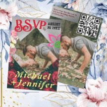 Carte de réponse Mariage photo florale personnalis