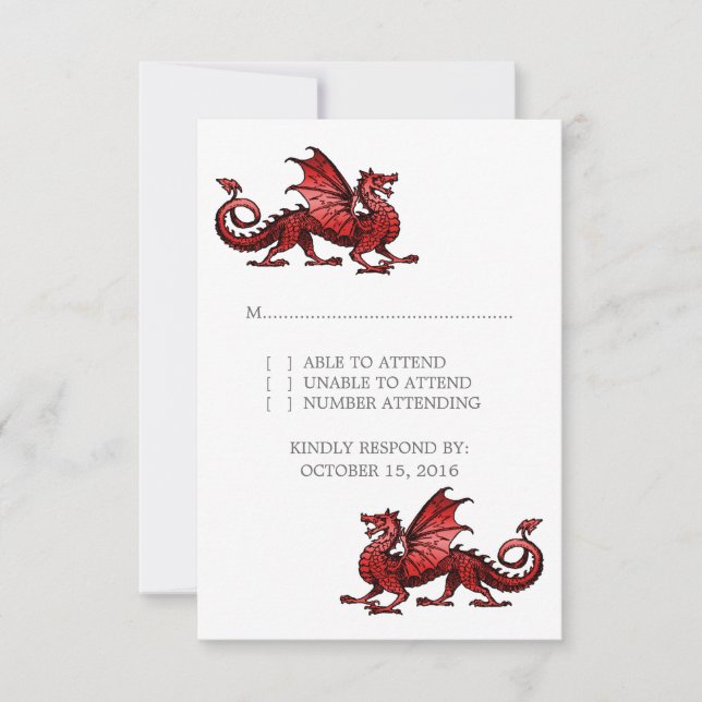 Carte de réponse Mariage Red Dragon (Devant)