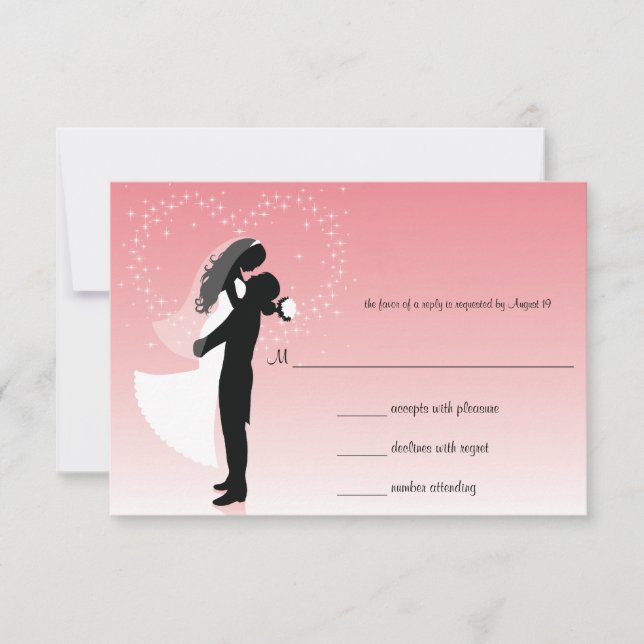 Carte de réponse Mariage rose Ombre Silhouette (Devant)