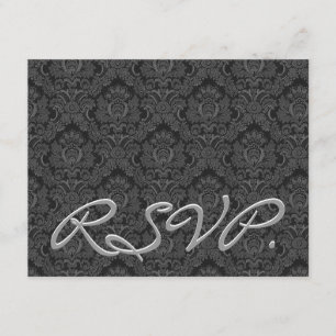 Carte de réponse Mariage RSVP Black & Silver Damas