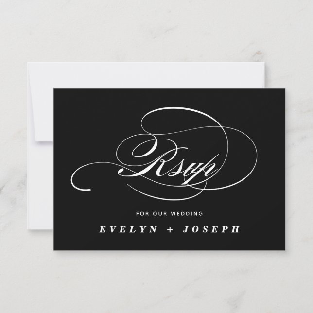 Carte de réponse mariage RSVP élégante (Devant)