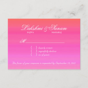 Carte de réponse Mariage RSVP indienne Damask Rose