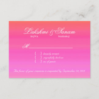 Carte de réponse Mariage RSVP indienne Damask Rose