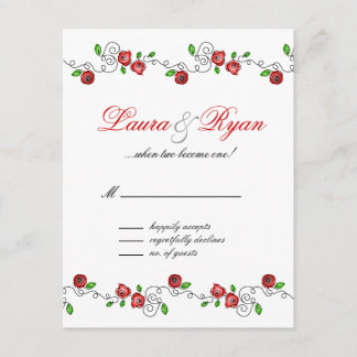 Carte de réponse Mariage RSVP Paris France Red Ros