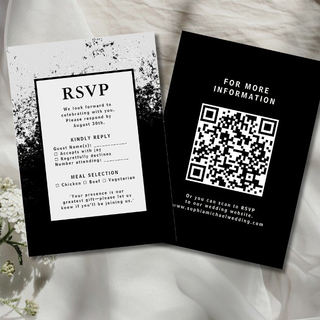 Carte de réponse Mariage RSVP QR Code Élégance mod (Créateur téléchargé)