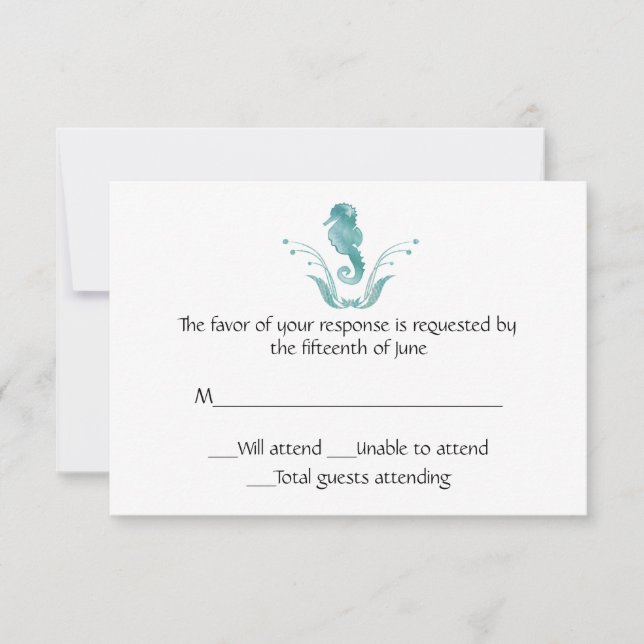 Carte de réponse Mariage Sea Horse (Devant)