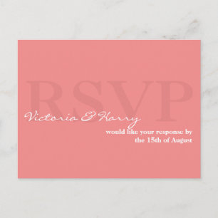 Carte de réponse mariage simple RSVP rose saumon