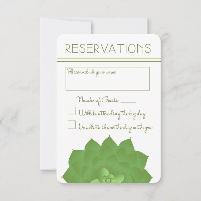 Carte de réponse Mariage Succulente (Devant)
