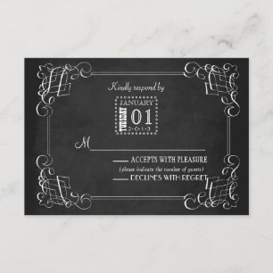 Carte de réponse Mariage vintage Chalkboard