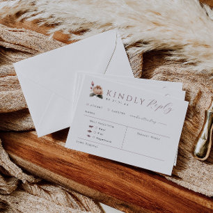 Carte de réponse Mariage violet foncé avec choix d