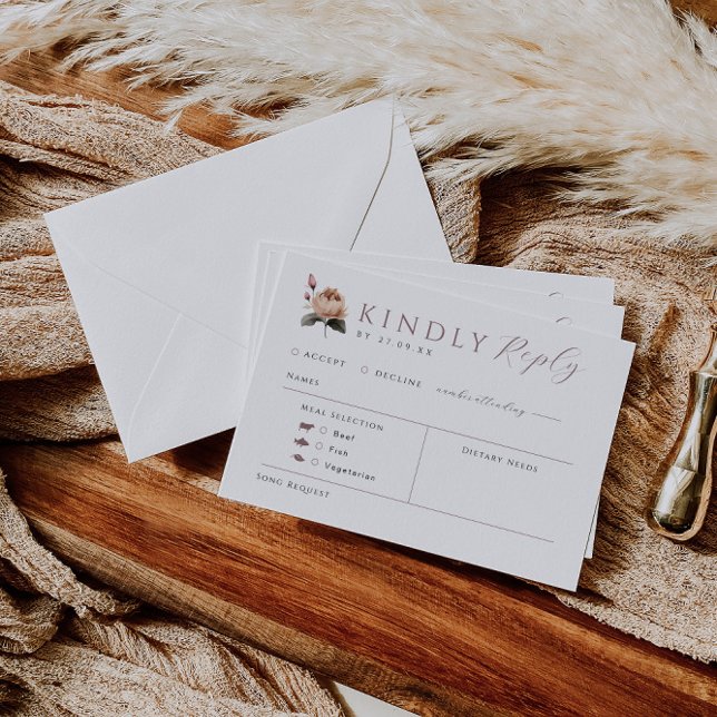 Carte de réponse Mariage violet foncé avec choix d (Créateur téléchargé)