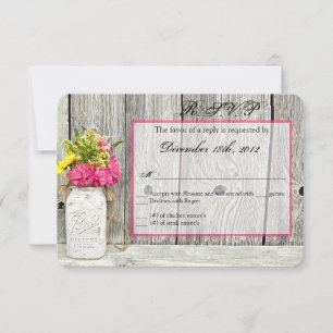 Carte de réponse Mason Jar 3x5 R.S.V.P. avec Fleur