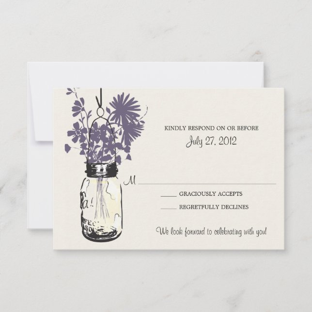 Carte de réponse Mason Jar & Fleurs sauvages (Devant)